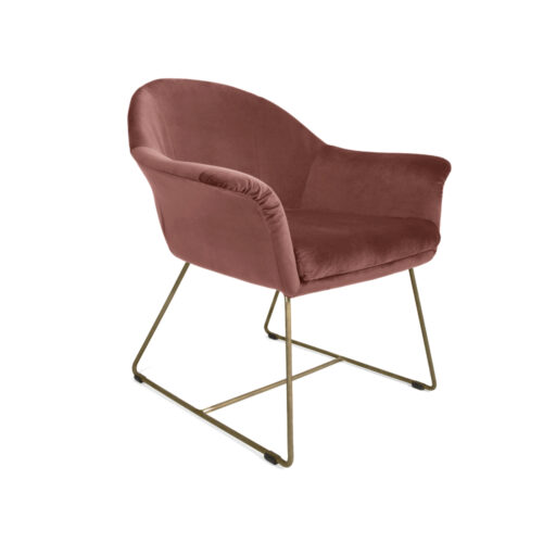 Fotoliu Mobiladalin Form Velur roz pudrat picior metal auriu elegance