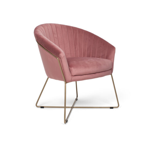 Scaun Mobiladalin Felice Velur roz pudrat picior metal auriu elegance