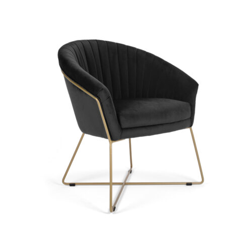 Scaun Mobiladalin Felice Softy 22 negru picior metal auriu elegance