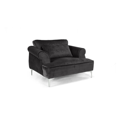 Fotoliu fix Mobiladalin Manhattan Softy 22 negru picior metal argintiu crom nichel